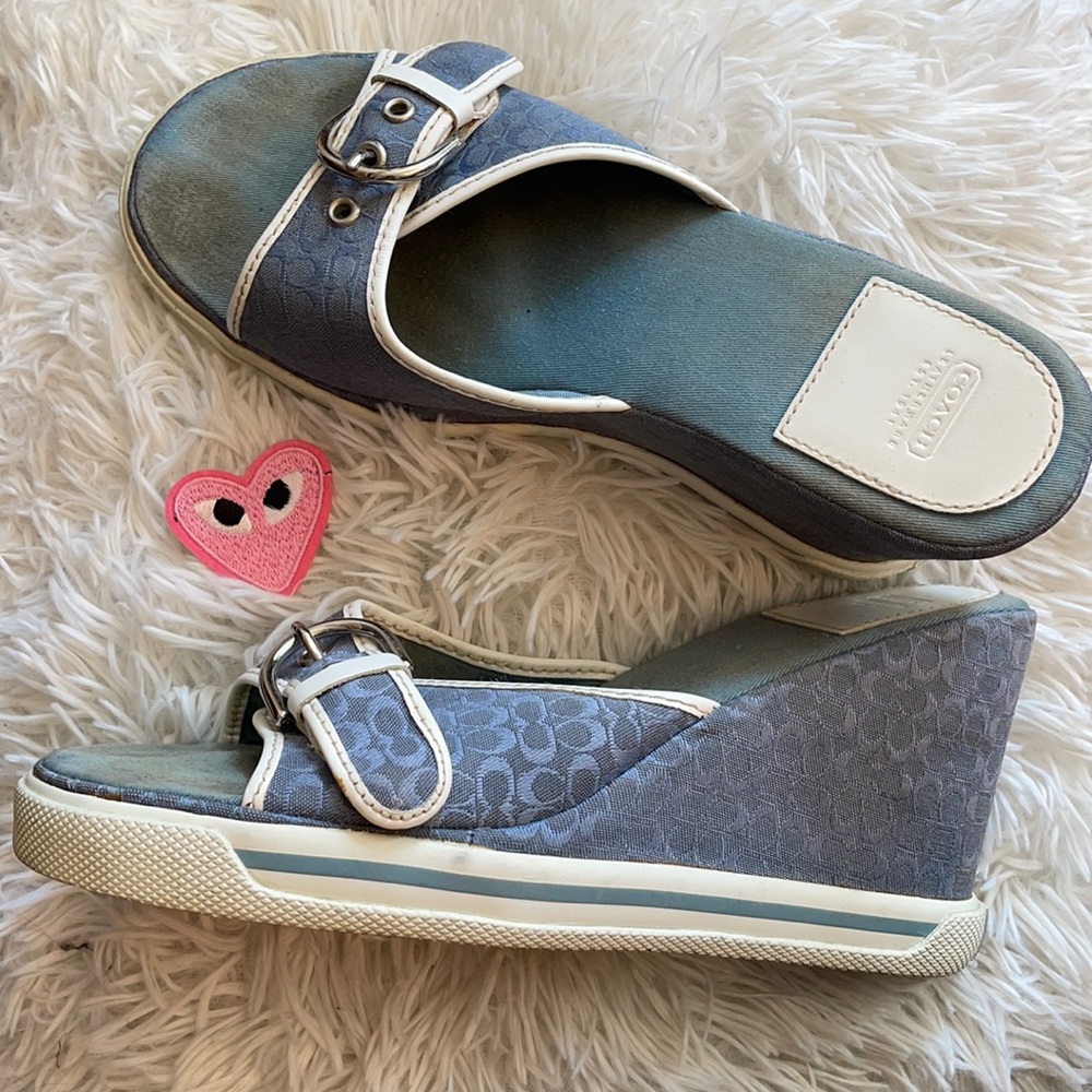 Coach Blue Wedge Sandals 💙